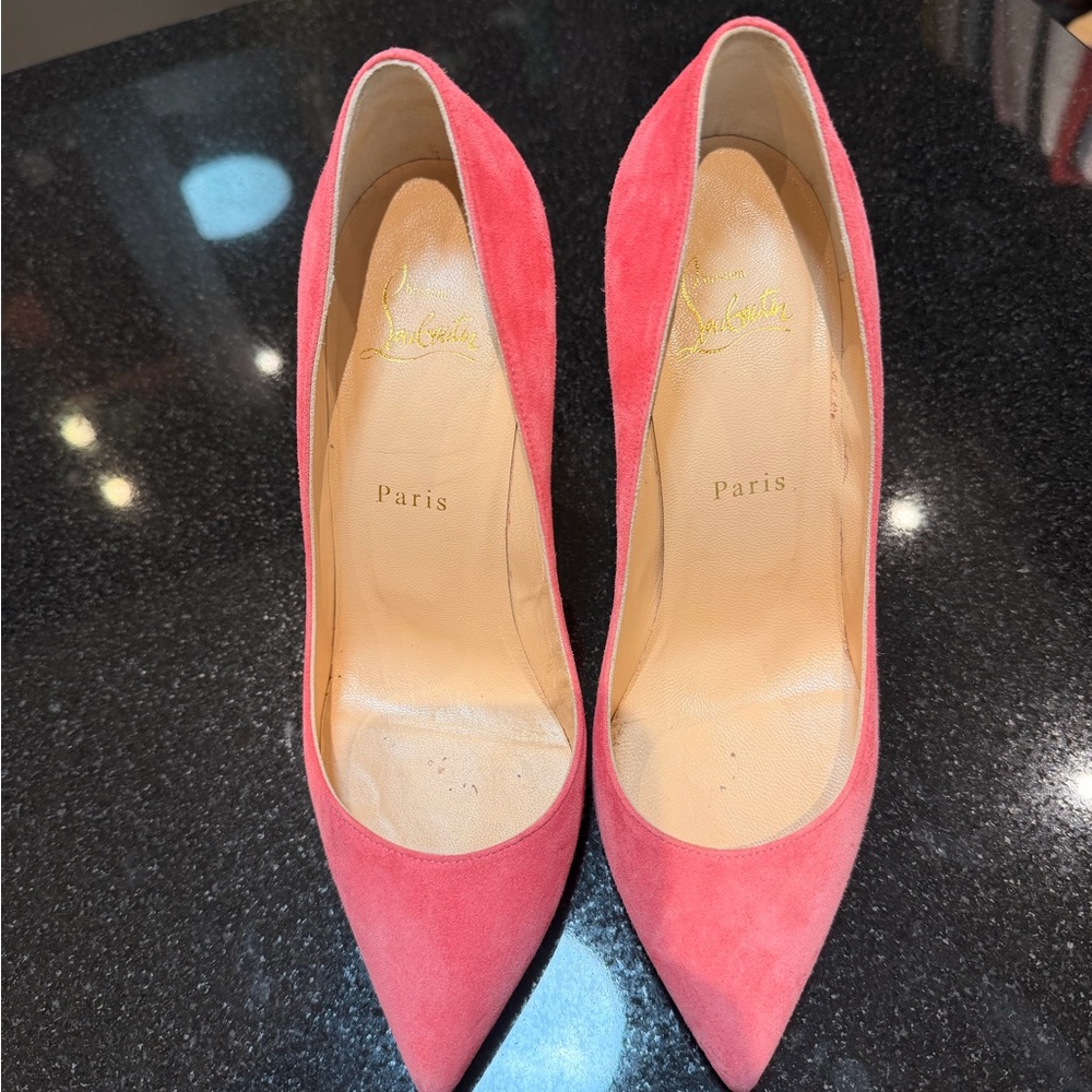 Christian Louboutin Coral Suede Heels